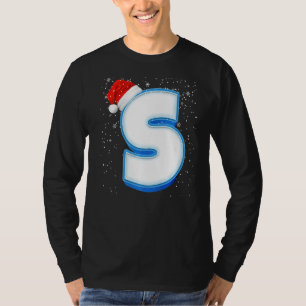 S Snowy Capital Christmas Monogram Alphabet Letter T-Shirt