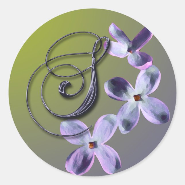 S Sticker à enveloppe Lilac Monogramme (Devant)