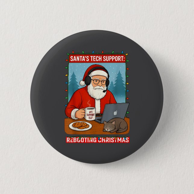 s Support Santa Tech Rebooting Laugh 2 Inch Round Button (Front)