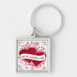 S.W.A.K. Sealed With A Kiss! Red Hearts Keychain