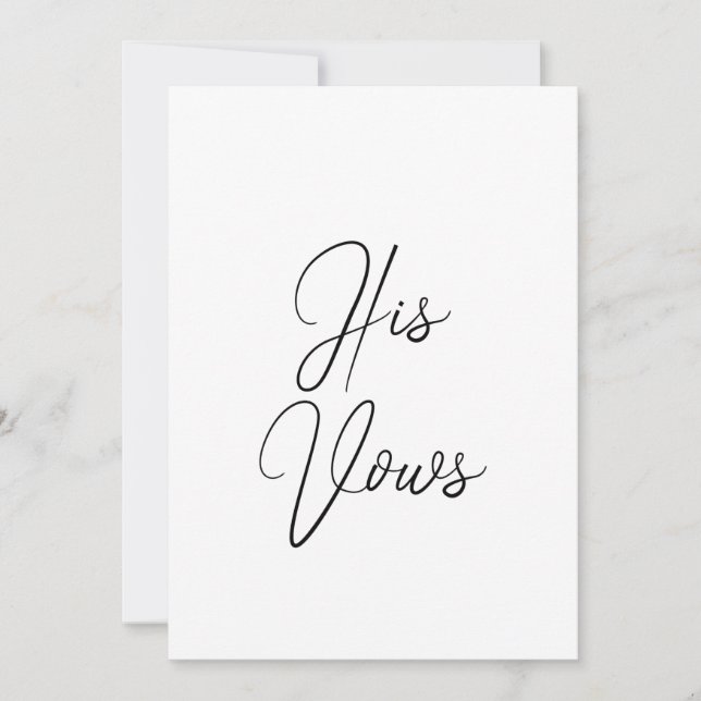 Sa carte Vow | Livret Vow Mariage pour Groom (Devant)
