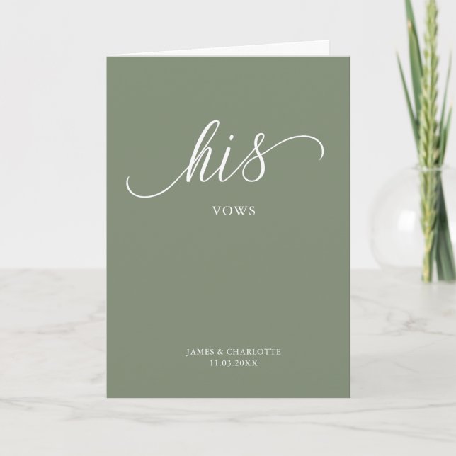 Sa Carte Vows Minimaliste Script Sage Green (Devant)