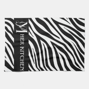Sa Cuisine Zebra Imprimer Serviette Monogramme