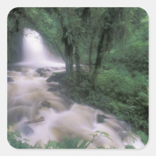 SA, Peru, S.H. Machu Picchu, Cascade and cloud Square Sticker