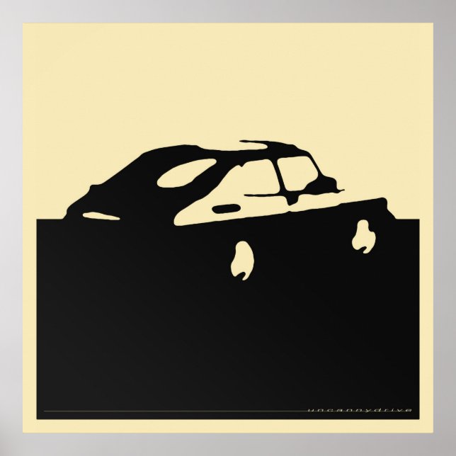 Saab 900 SPG/Aero - Black on light cream poster (Front)