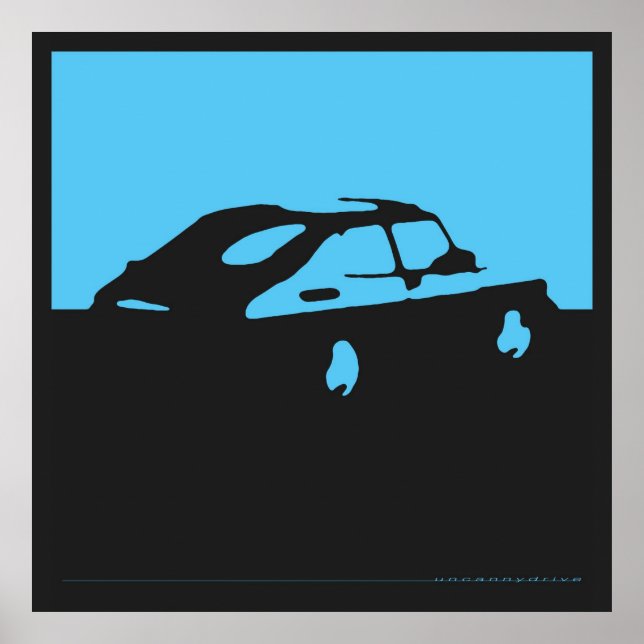 Saab 900 SPG/Aero - Blue on charcoal black poster (Front)