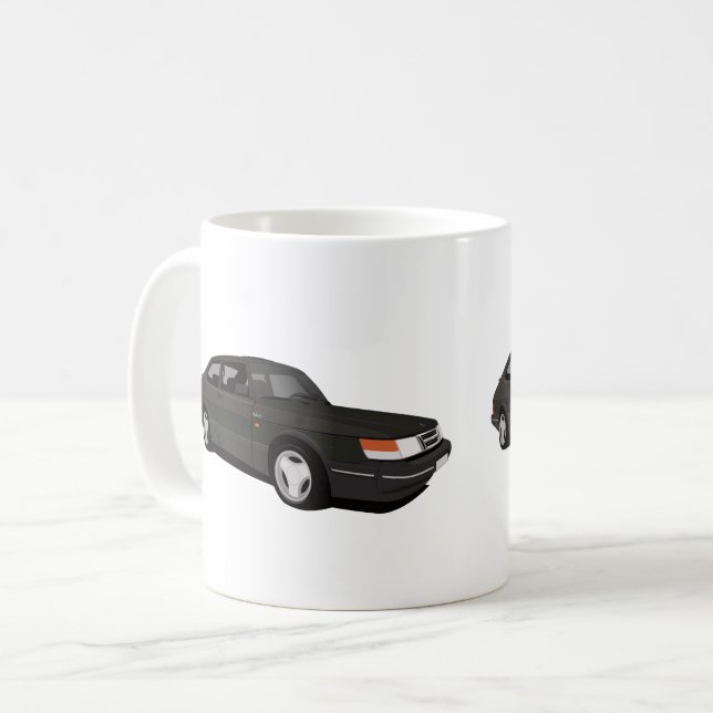 Saab 900 Turbo 16 Aero, two black images Coffee Mug (Front Left)