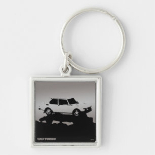 Saab 99 Turbo keychain - Silver on dark