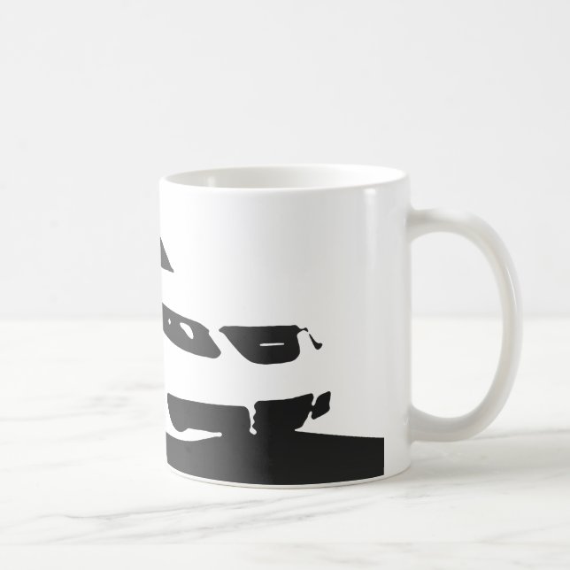 Saab 9-5 Aero front - Charcoal on light background Coffee Mug (Right)