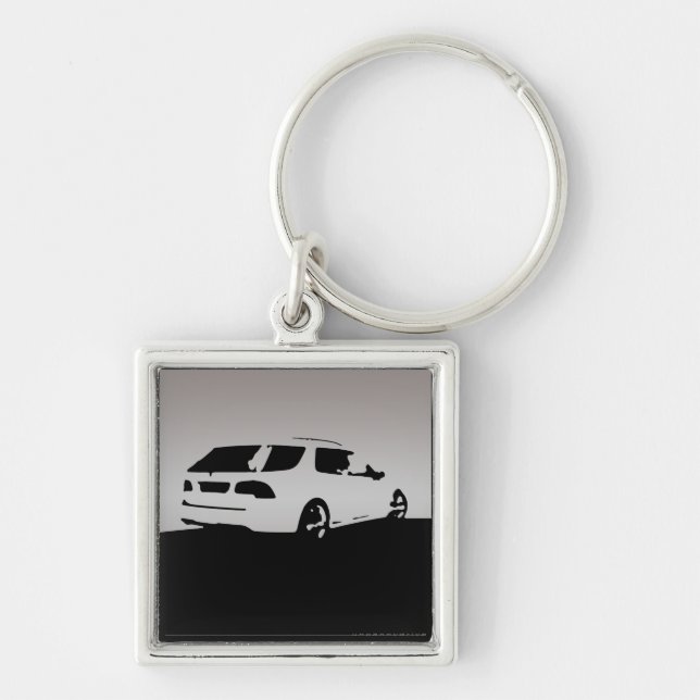 Saab 9-5 Aero rear - Grey on dark background Keychain (Front)