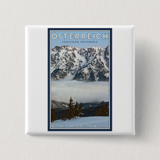 Saalbach - Valley Fog 2 Inch Square Button (Front)