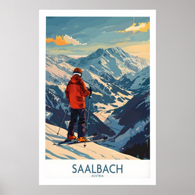 Saalbach Wall Art Ski Print - Austria 1 (Front)