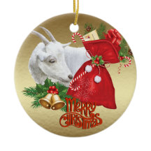 Saanen Christmas  Goat With Holiday Spirit
