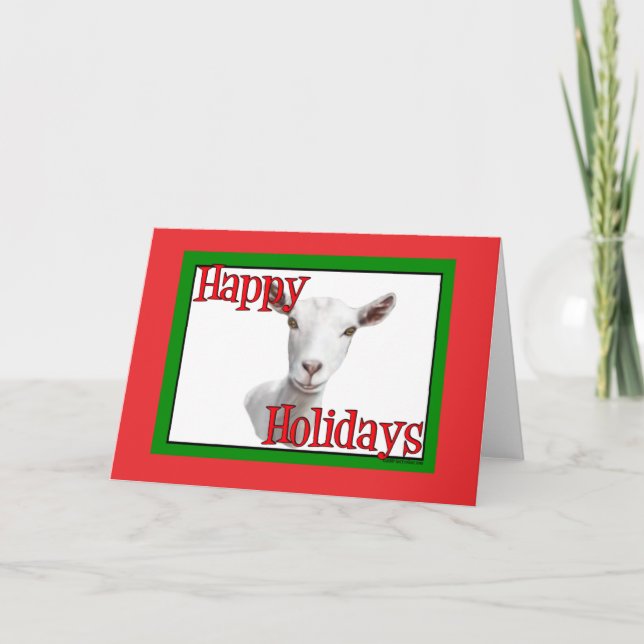 Saanen Goat Holiday Christmas Card (Front)