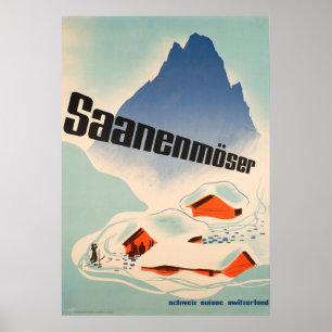 Saanenmöser Switzerland Vintage Travel Poster