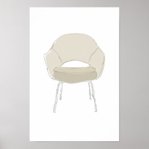Saarinen S series chair scribble vector Poster