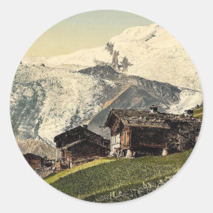 Saas Fee, alpine view, Valais, Alps of, Switzerlan Classic Round Sticker