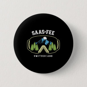 Saas-fee Ski Goggles Resort Swiss Alps Skiing Swit 2 Inch Round Button