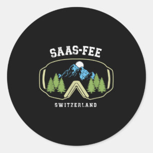 Saas-fee Ski Goggles Resort Swiss Alps Skiing Swit Classic Round Sticker
