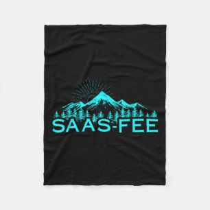 Saas-fee Ski Resort Swiss Alps Skiing Switzerland Fleece Blanket