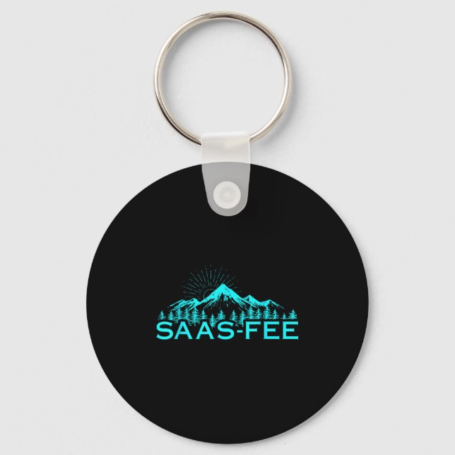 Saas-fee Ski Resort Swiss Alps Skiing Switzerland  Keychain (Front)