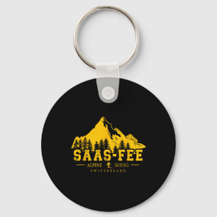 Saas-fee Switzerland Ski Resort Alpine Skiing Swis Keychain