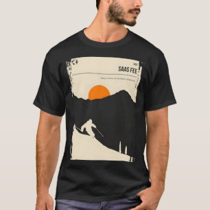 Saas Fee Switzerland Vintage Book Cover Skiing Pos T-Shirt