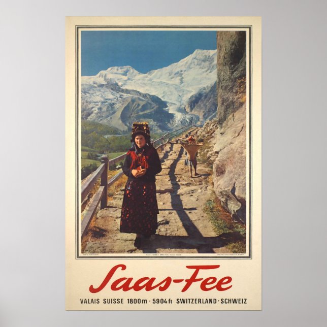 Saas Fee, Valais, Suisse, Poster Ski (Devant)