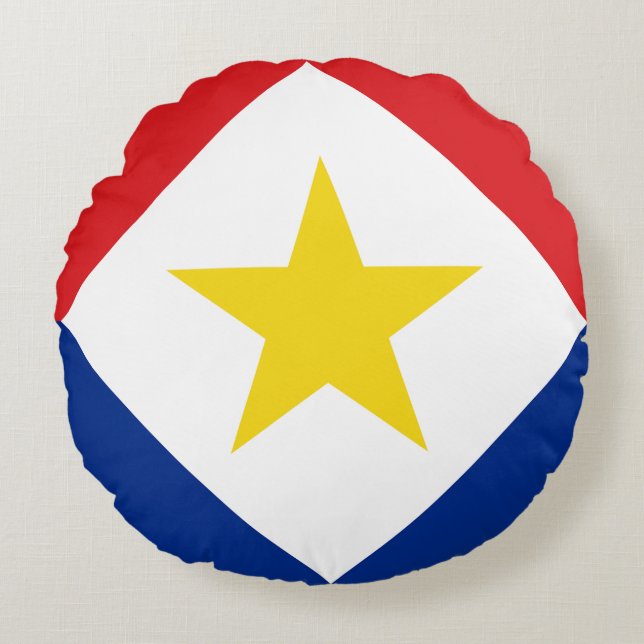 Saba Flag Round Pillow (Front)
