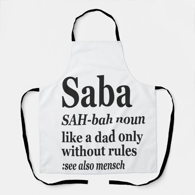 Saba Hebrew Grandpa Definition Jewish Hanukkah Gif Apron (Front)