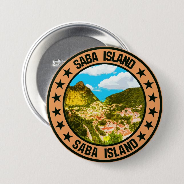 Saba Island                                        3 Inch Round Button (Front & Back)