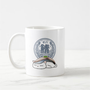 Saba Mackerel Sushi Cat Coffee Mug