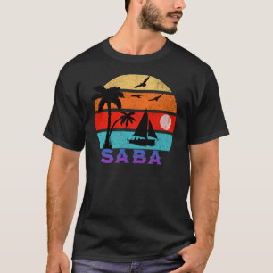 Saba Retro Sunset Ocean Grand-père T-shirt