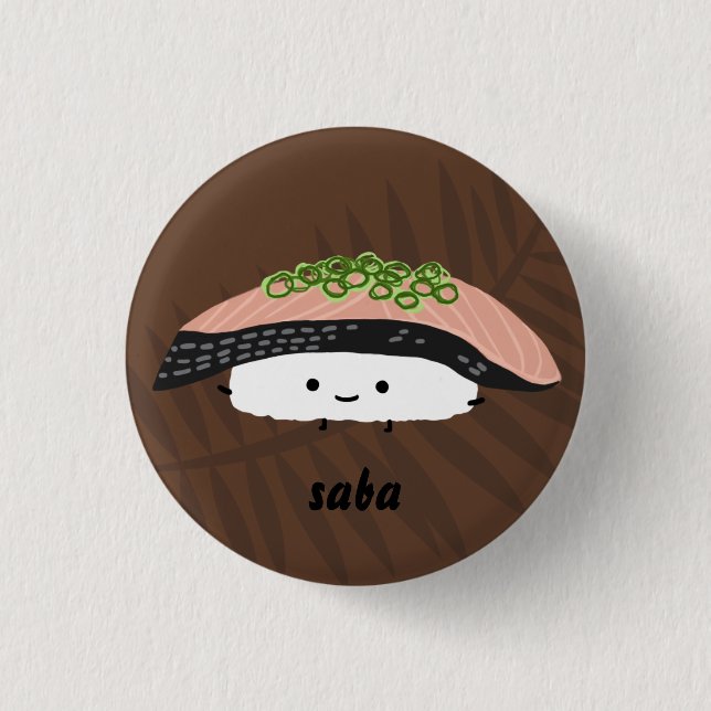 Saba Sushi 1 Inch Round Button (Front)