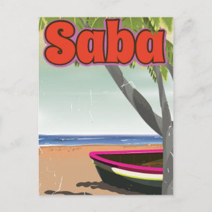 Saba vintage travel poster. postcard