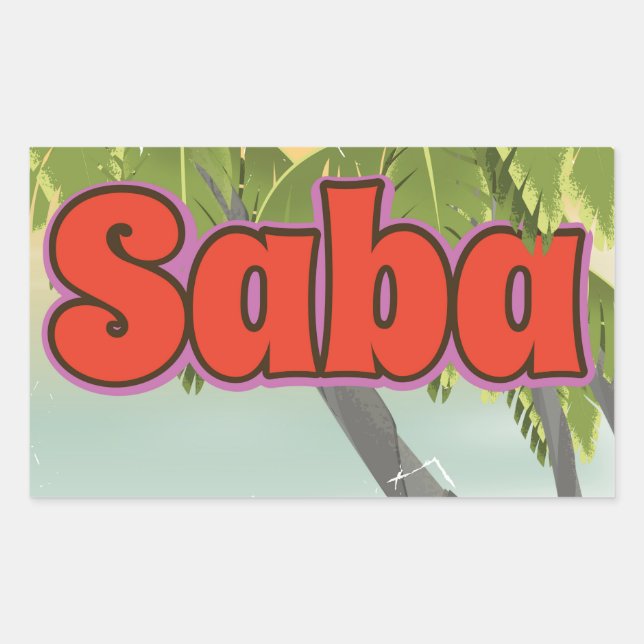 Saba vintage travel poster. sticker (Front)