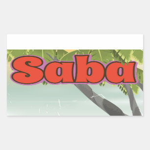 Saba vintage travel poster. sticker