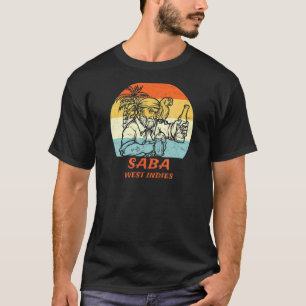 Saba West Indies Vintage Pirate & Parrot Vacation T-Shirt
