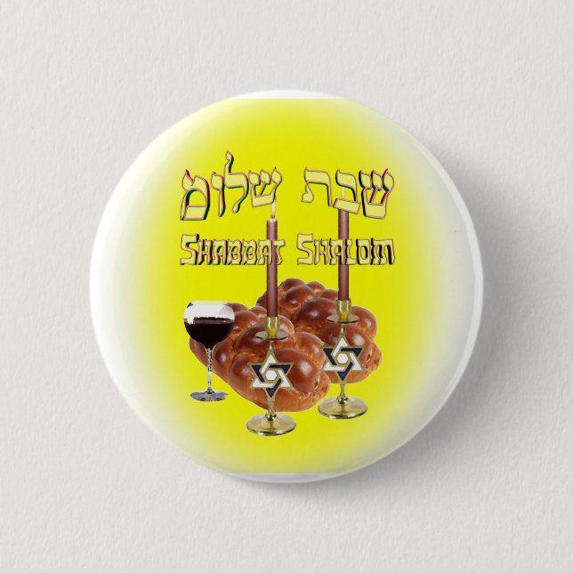 Sabbath Table, Shabbat Shalom 2 Inch Round Button (Front)