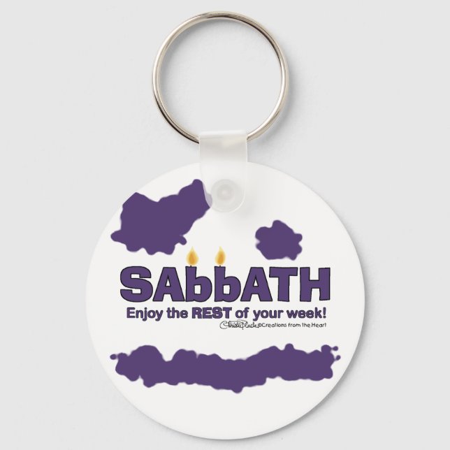 Sabbath with Candles- Enjoy the REST of Your Week Keychain (Front)