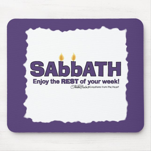 Sabbath with Candles- Enjoy the REST of Your Week Mouse Pad (Front)