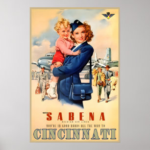 Sabena Airlines Cincinnati Ohio Audrey Hepburn New Poster