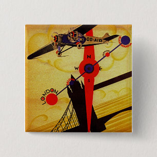 Sabena Art Deco Compass 2 Inch Square Button