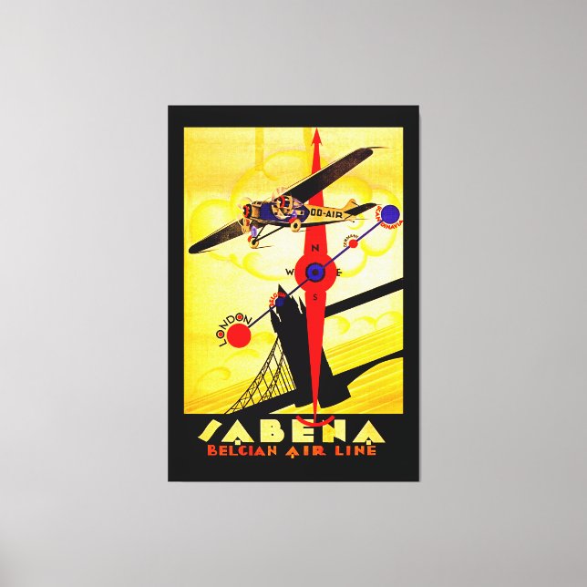 Sabena Art Deco Compass Canvas Print (Front)