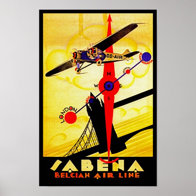 Sabena Art Deco Compass Poster (Front)
