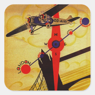 Sabena Art Deco Compass Square Sticker