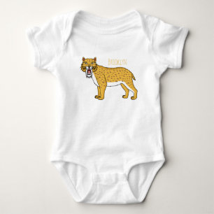 Saber-toothed tiger illustration baby bodysuit