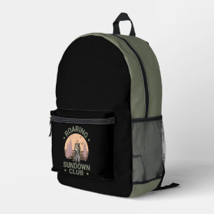 Sabertooth Tiger Retro Forest Sunset Club Printed Backpack