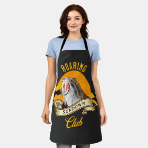Sabertooth Tiger Retro Sunset Adventure Club Apron