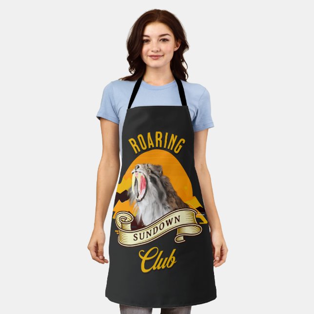 Sabertooth Tiger Retro Sunset Adventure Club Apron (Worn)